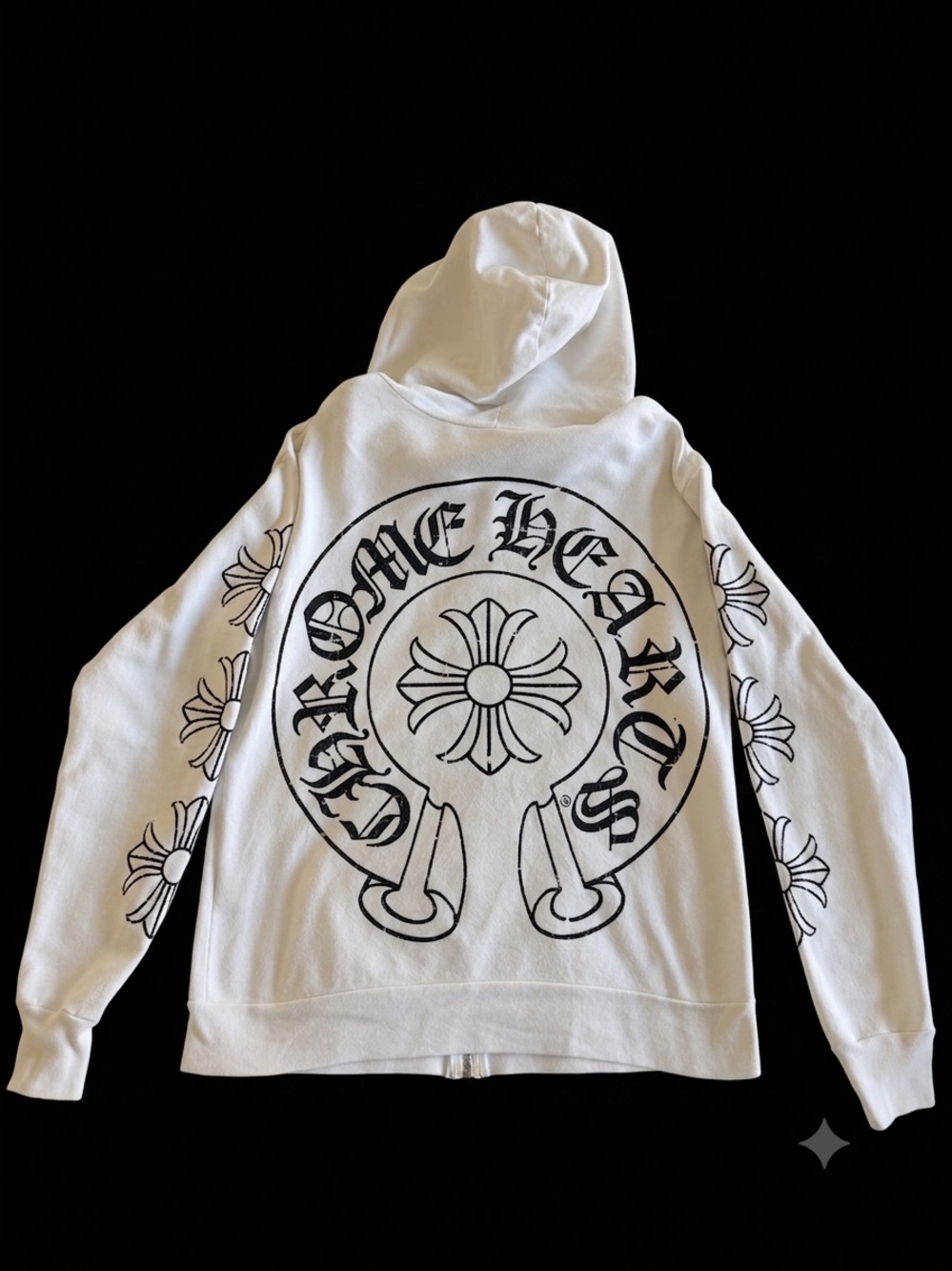 Chrome Hearts White Hoodie with Black Crest Graphic 100% Authentic